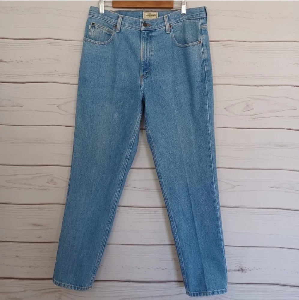 L.L. BEAN CLASSIC FIT Men's Cotton Light Wash Blue Jeans Denim 35 X 32 Pants